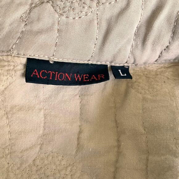 Vintage Action Wear Size Large Womens Jacket Quilted Beige Fall Embroidered - Picture 7 of 7